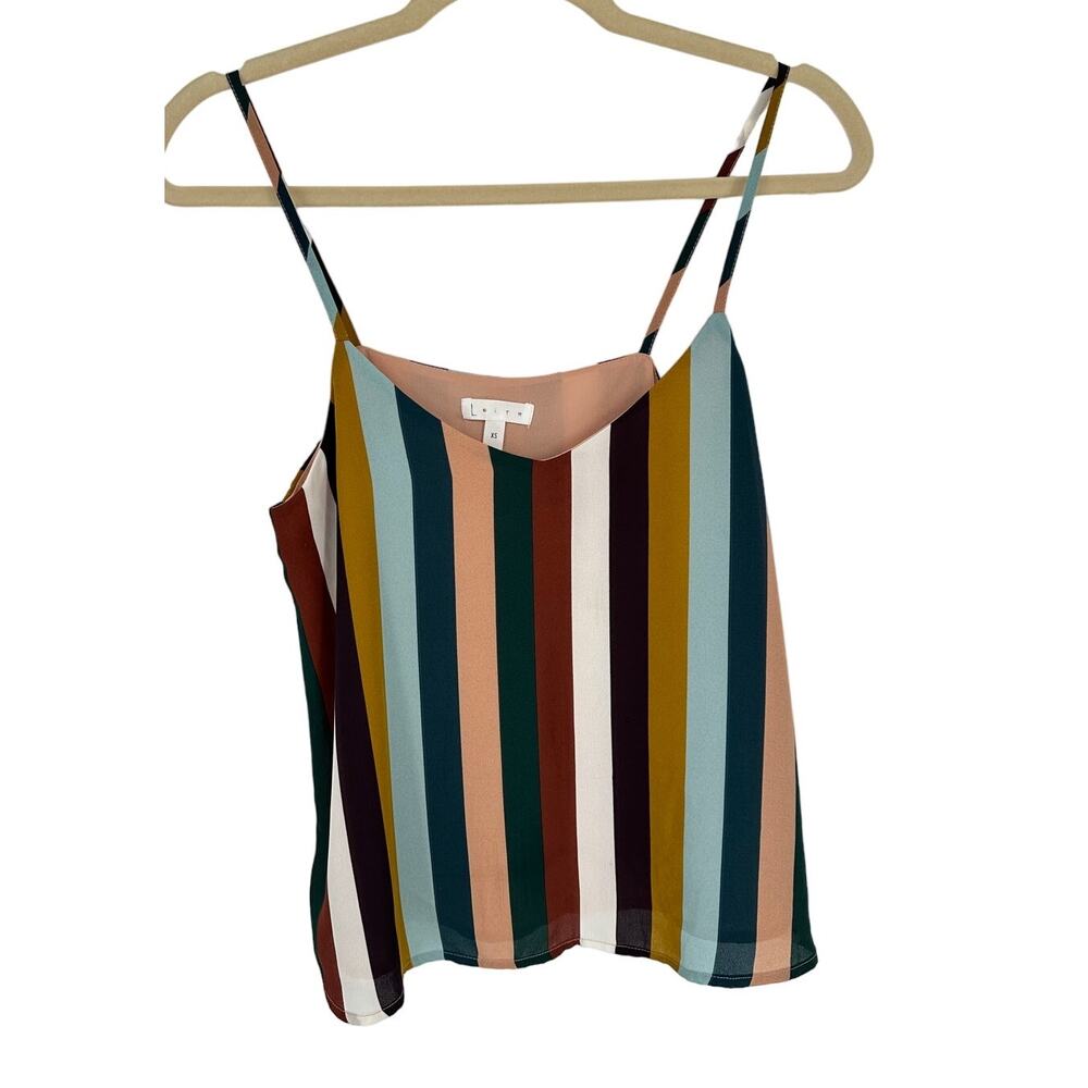 Leith Blue Striped Camisole Top V-Neck Lined Spaghetti Strap Multicolor Size XS